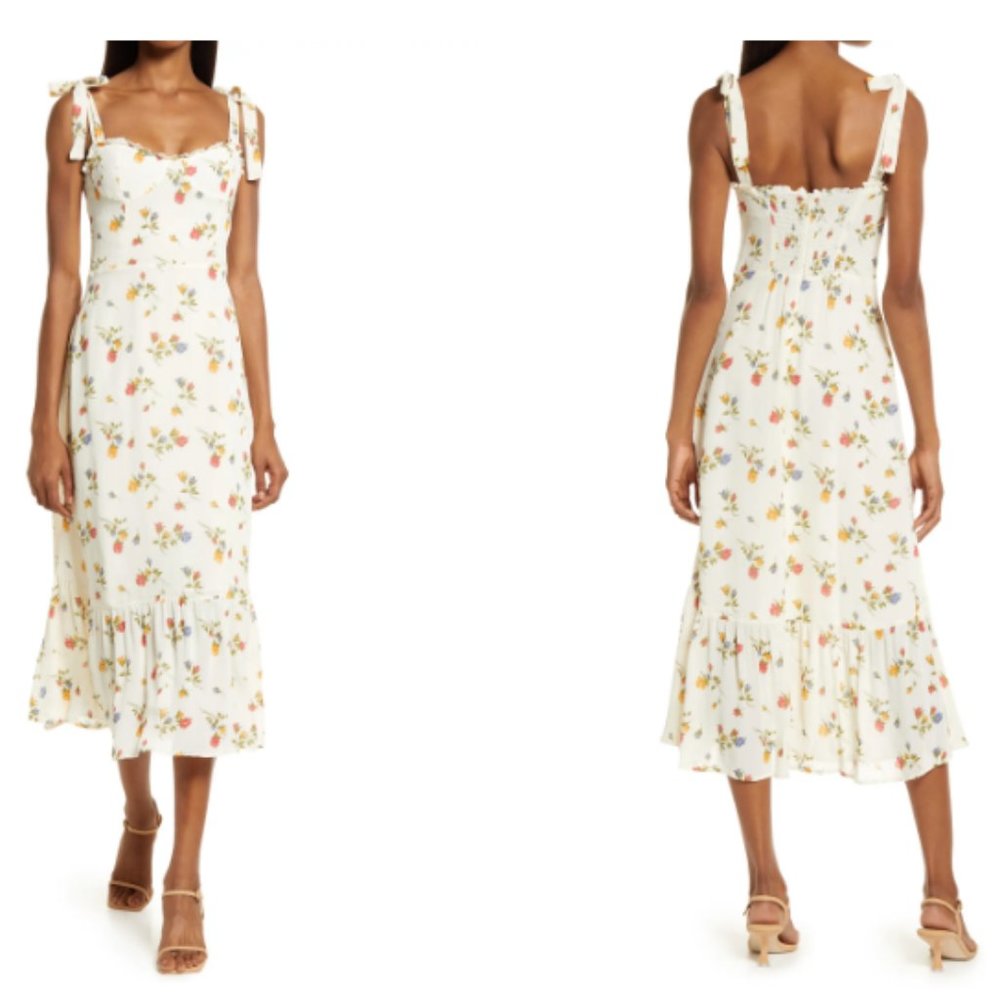 Nwt Reformation Nikita Floral Dress In Noemi Ivory Size 12